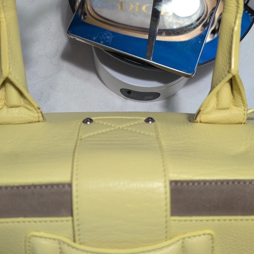 Jimmy Choo Rosalie Color Block  Yellow and Taupe 2 Way Satchel - RARE🔥🔥
